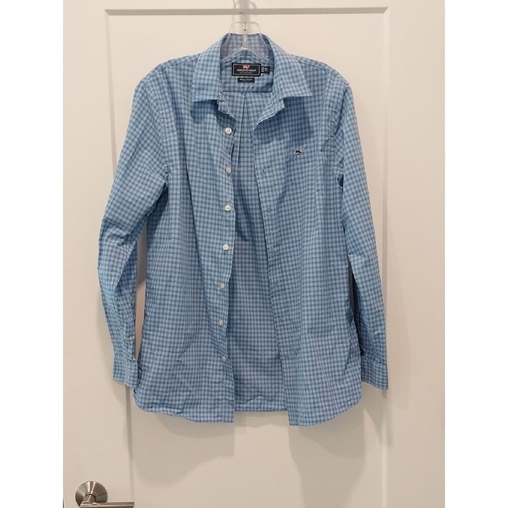 Boy's Light Blue Gingham Long-Sleeve Shirt - Vineyard Vines...SIZE XL